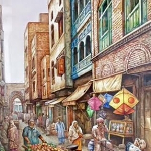 Naveed Wazi Ali Artwork - Historic Street Scene